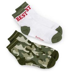 Носки Gulliver Baby комплект 2 пары размер 26-28, хаки/белый