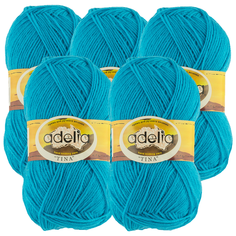 Пряжа Adelia Tina, 100 % акрил, 100 г, 308 м, 5 шт., №139 яр.голубой