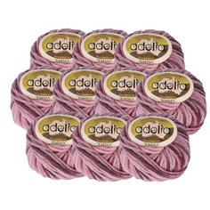 Пряжа Adelia Emma секционного окрашивания, 20 % шерсть, 80 % акрил, 50 г, 50 м, 10 шт., №06 розово-бордовый
