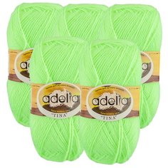 Пряжа Adelia Tina, 100 % акрил, 100 г, 308 м, 5 шт., №171 неон.желтый