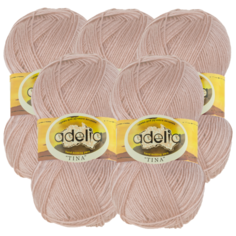 Пряжа Adelia Tina, 100 % акрил, 100 г, 308 м, 5 шт., №081 св.бежевый