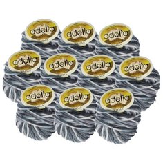 Пряжа Adelia Emma секционного окрашивания, 20 % шерсть, 80 % акрил, 50 г, 50 м, 10 шт., №09 т.серый-св.серый