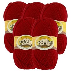 Пряжа Adelia Tina, 100 % акрил, 100 г, 308 м, 5 шт., №027 т.красный
