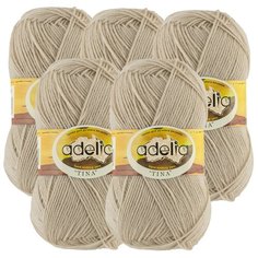 Пряжа Adelia Tina, 100 % акрил, 100 г, 308 м, 5 шт., №135 песочный