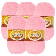 Пряжа Adelia Tina, 100 % акрил, 100 г, 308 м, 5 шт., №013 розовый