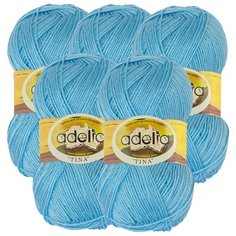 Пряжа Adelia Tina, 100 % акрил, 100 г, 308 м, 5 шт., №043 бл.синий