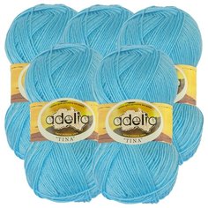 Пряжа Adelia Tina, 100 % акрил, 100 г, 308 м, 5 шт., №049 св.бирюза