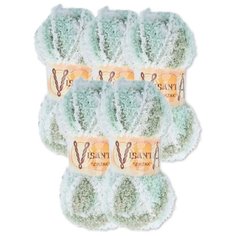 Пряжа Visantia Zikzak секционного крашения, 100 % полиэстер, 100 г, 100 м, 5 шт., №6605 зеленый-бл.зеленый