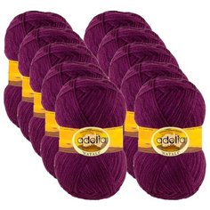 Пряжа Adelia Natali, 100 % акрил, 50 г, 300 м, 10 шт., №32 т.сиреневый
