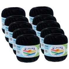 Пряжа Alpina Lena, 100 % хлопок, 50 г, 280 м, 10 шт., №88 черный
