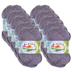Пряжа Alpina Nori, 44 % хлопок, 56 % акрил, 50 г, 100 м, 10 шт., №10 серый