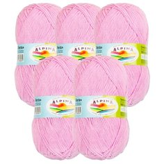 Пряжа Alpina Vera, 45 % хлопок, 55 % акрил, 100 г, 280 м, 5 шт., №11 св.сиреневый