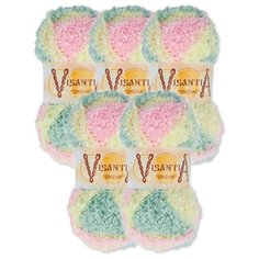 Пряжа Visantia Zikzak секционного крашения, 100 % полиэстер, 100 г, 100 м, 5 шт., №1040 желто-бл.розовый-бл.зеленый