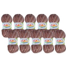 Пряжа Alpina Katrin, 100 % хлопок, 50 г, 140 м, 10 шт., №9022 серый-коричневый-бежевый
