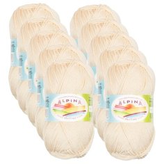 Пряжа Alpina Anabel, 100 % хлопок, 50 г, 120 м, 10 шт., №172 молочный