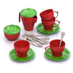 Набор посуды Нордпласт Волшебная хозяюшка 611 зеленый/красный