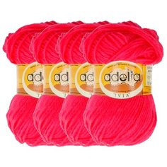 Пряжа Adelia Ivia, 100 % акрил, 62 г, 150 м, 4 шт., №117 малиновый