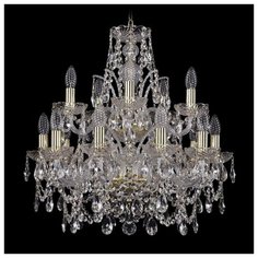 Люстра Bohemia Ivele Crystal 1411 1411/10+5/195/2d/G, E14, 600 Вт