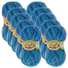 Пряжа Adelia Jane, 100 % акрил, 50 г, 227 м, 10 шт., 20 св.фиолетовый-синий-св.бирюзовый