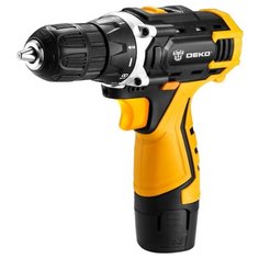 Аккумуляторная дрель-шуруповерт DEKO DKCD12FU-Li Li-Ion 1.5 А·ч 12 В х1 кейс набор 28 Н·м желтый/черный