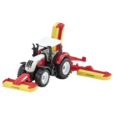 Трактор Siku с косилками (1672) 14 см красный/белый/желтый