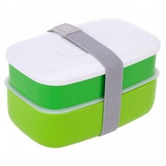 BRADEX Ланч-бокс с двумя отделениями и приборами TK 0245 зеленый/белый