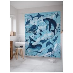 Штора для ванной JoyArty Морская живность 180х200 (sc-19815) разноцветный