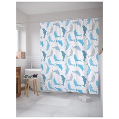 Штора для ванной JoyArty Веселье у дельфинов 180х200 (sc-20435) разноцветный