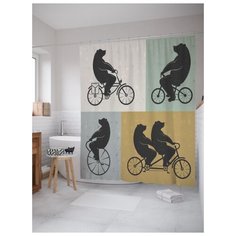 Штора для ванной JoyArty Медведи-велосипедисты 180х200 (sc-22031) разноцветный