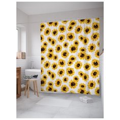 Штора для ванной JoyArty В окружении подсолнухов 180х200 (sc-9851) разноцветный