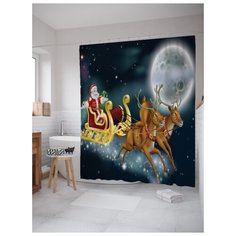 Штора для ванной JoyArty На оленях через космос 180х200 (sc-20042) разноцветный