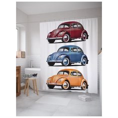 Штора для ванной JoyArty Цветные авто жуки 180х200 (sc-15605) разноцветный