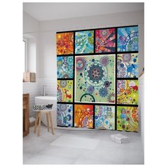 Штора для ванной JoyArty Цветочные механизмы 180х200 (sc-18680) разноцветный