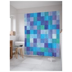 Штора для ванной JoyArty Квадраты с дельфинами 180х200 (sc-20434) разноцветный