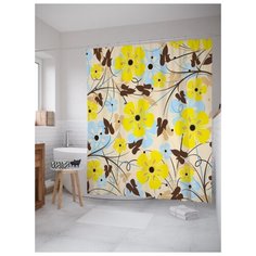 Штора для ванной JoyArty Цветочное любопытство 180х200 (sc-29884) разноцветный