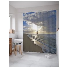 Штора для ванной JoyArty Корабль на берегу 180х200 (sc-16730) разноцветный