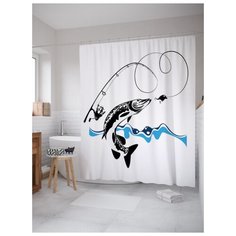 Штора для ванной JoyArty Щука на крючке 180х200 (sc-21300) разноцветный