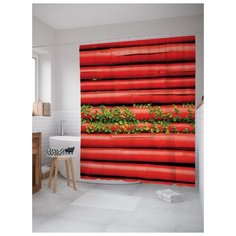 Штора для ванной JoyArty Листья на доме 180х200 (sc-3548) разноцветный