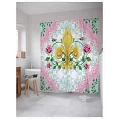 Штора для ванной JoyArty Цветы в мраморе 180х200 (sc-8553) разноцветный