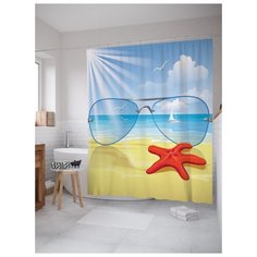 Штора для ванной JoyArty Солнечные очки на море 180х200 (sc-7312) разноцветный