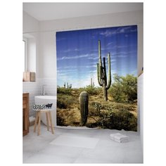 Штора для ванной JoyArty Кактусовый путь 180х200 (sc-15708) разноцветный