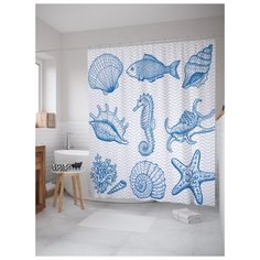 Штора для ванной JoyArty Морская фауна 180х200 (sc-3001) разноцветный