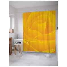 Штора для ванной JoyArty Роса на лепестках розы 180х200 (sc-21877) разноцветный