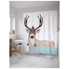 Штора для ванной JoyArty Шапка для оленя 180х200 (sc-5473) разноцветный
