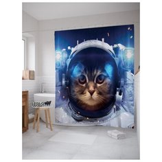 Штора для ванной JoyArty Котик в космосе 180х200 (sc-6851) разноцветный