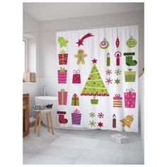 Штора для ванной JoyArty Время подарков 180х200 (sc-8407188) разноцветный