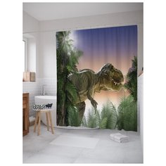 Штора для ванной JoyArty Динозавр на охоте 180х200 (sc-12657) разноцветный