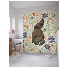 Штора для ванной JoyArty Милый енот 180х200 (sc-75035) разноцветный