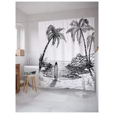 Штора для ванной JoyArty Одинокий серф на пляже 180х200 (sc-15634) разноцветный