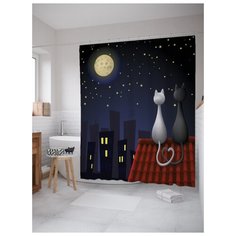 Штора для ванной JoyArty Кошачья романтика на крыше 180х200 (sc-1182) разноцветный